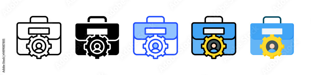 Poster stakeholder resources icon collection with multiple styles