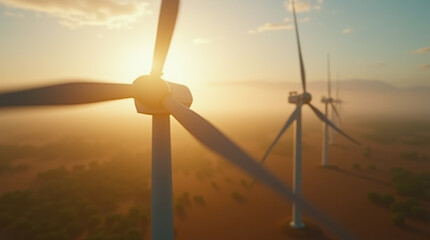  Rural Kinetics – Close-Up of a Spinning Vertical Wind Turbine Captured in Motion with Cinematic Blur, Dynamic Light Flares, and a Scenic Countryside Backdrop Emphasizing Sustainable Energy in Action