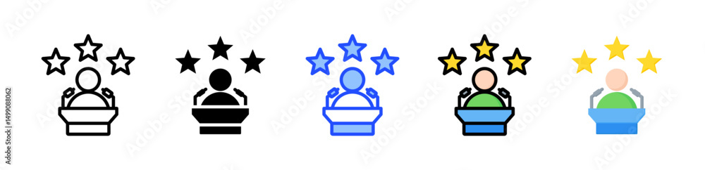 Poster public figure icon collection with multiple styles