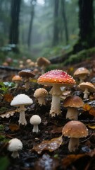 Mushrooms Growing in a Forest