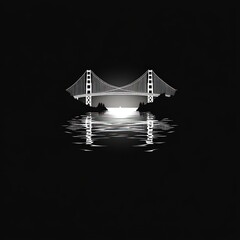 Silhouette of a bridge over water at dawn