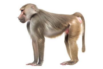 Jungle portrait brown monkey's back isolated on white background PNG