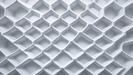 Abstract White Geometric Pattern 3D Cube Grid Texture