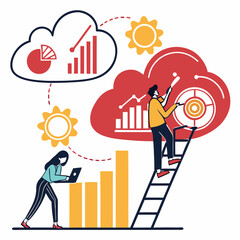 cloud analytics vector silhouette illustration isolated on white background