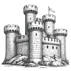 Medieval fortress drawing