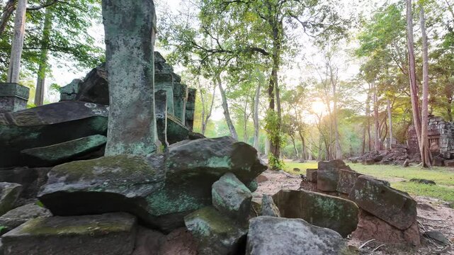 On site view of ancient ruins from Koh Ker, Cambodia.