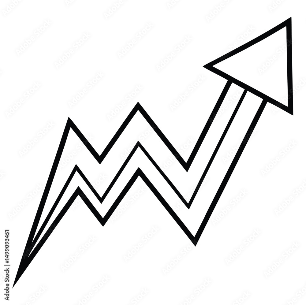 Poster a bold, zigzagging line graph representing upward growth, culminating in an arrow pointing upwards. 