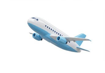 Fototapeta premium 3D Illustration of Blue and white airplane isolated on white background