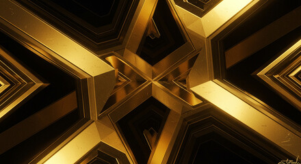 Golden Geometric Abstraction: A Luxurious Descent into Structured Formality and Metallic Brilliance for Modern Visual Projects