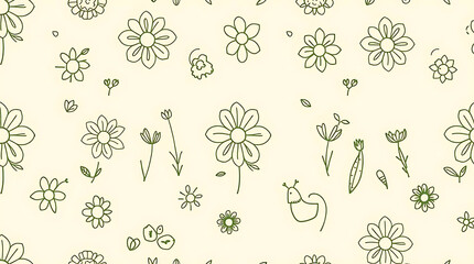 Flower and Insect Seamless Pattern
