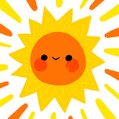 Happy Sun Cartoon Illustration: Bright Summer Sunshine