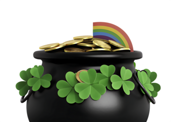 pot of gold with coins st patricks day pot of gold isolated on white background PNG