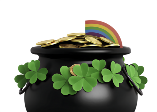 pot of gold with coins st patricks day pot of gold isolated on white background PNG - Powered by Adobe