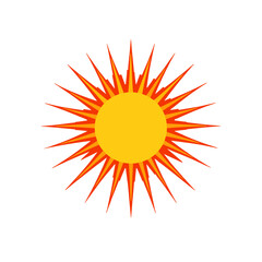 Stylized Sun Icon: Vibrant Yellow and Orange Solar Design Element