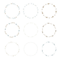 Set of gentle floral frames or wreaths. Vector design elements.