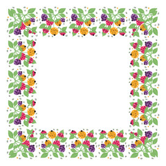 Colorful frame from different plants and flowers. 