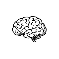 Brain Icon in Hand-drawn Style for Intelligence and Cognitive Science Concept