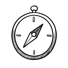 Compass Icon in Hand-drawn Style for Navigation and Exploration Concept