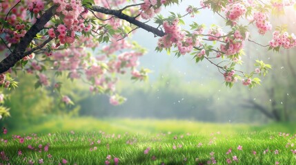 Fototapeta premium cherry blossom in greeg park spring