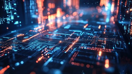 Obraz premium Quantum AI Technology Inside Futuristic Supercomputer