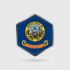 Idaho State Flag Icon in Hexagon Shape.