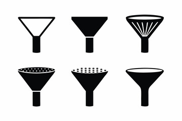 set of filter icon vector silhouette illustration isolated on white background