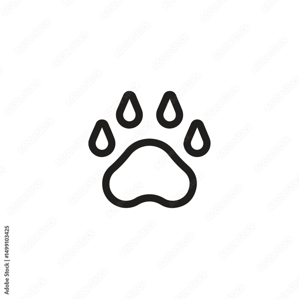 Poster pawprint icon vector. linear style sign for mobile concept and web design. pawprint symbol illustrat