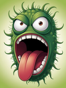 A cartoon picture of azotobacter vinelandii showing an angry face