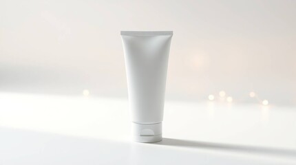 Dramatic Cinematic White Lotion Tube Mockup in Ultra-Clean Style and Soft Lighting