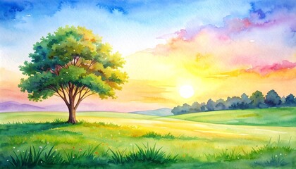 Obraz premium Grassland landscape painting