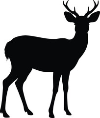 Elegant silhouette of a deer standing gracefully in a simple minimalist style