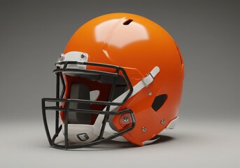 Fototapeta premium Orange american football helmet with face mask