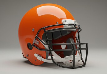 Fototapeta premium Orange american football helmet with face mask