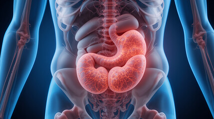 Hiatal Hernia causes upper stomach bulge, shown in medical illustration.