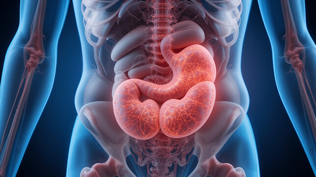 Hiatal Hernia causes upper stomach bulge, shown in medical illustration.
