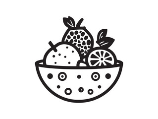 Minimalist Line Drawing of a Healthy Fruit Bowl