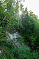 The view of Witch pot (Raganu katls) in spring in May in nature park in Latvia