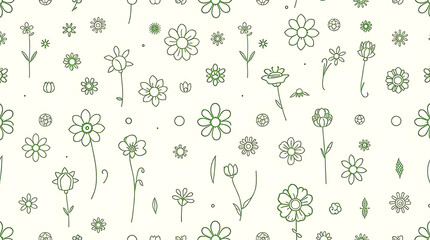 Flower Pattern with Green Outline