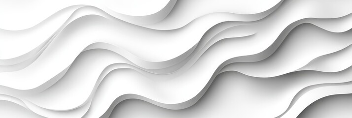 Abstract White Waves Background, Minimalist Elegant Design, Wavy Smooth Lines Flowing Pattern