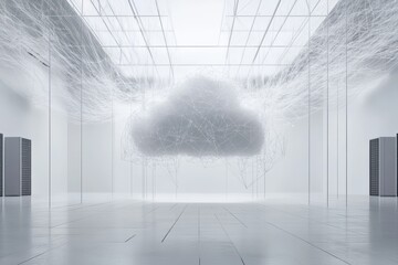 Network connection in cloud computing data center with intricate designs and infrastructure showcasing modern technology and connectivity