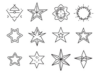 Full Star Hand Drawn Line Art Illustration