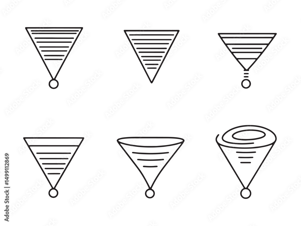 Poster outline style funnel graphic for conversion flow design
