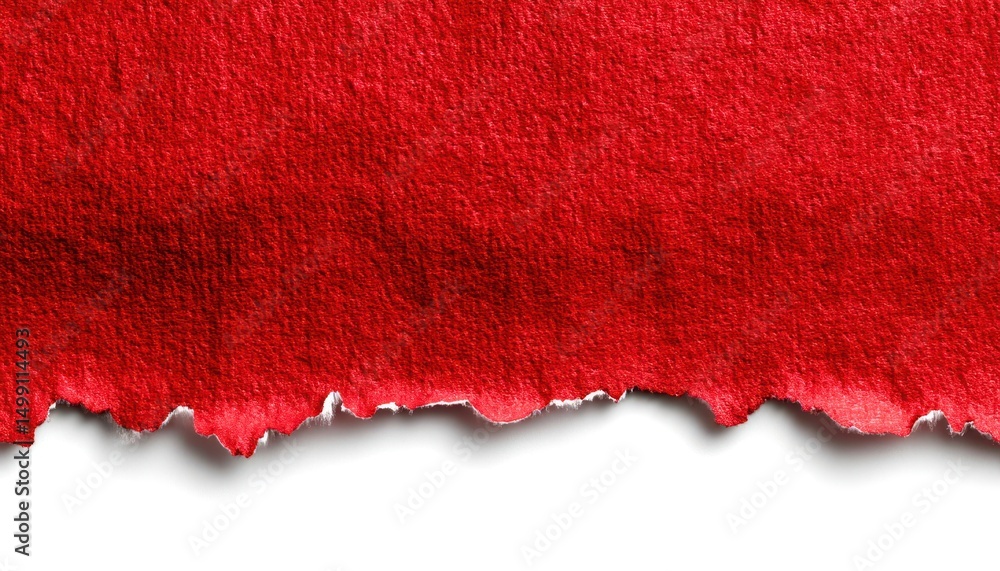 Poster a red fabric with a tear in it