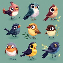 Fototapeta premium Cute cartoon birds
