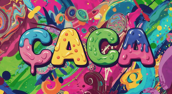 CACA Text Art on Colorful Abstract Background