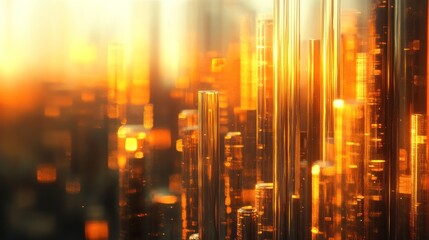Golden Cityscape at Sunset: A Futuristic Metropolis