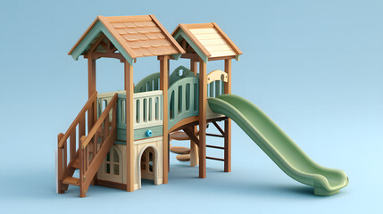 3d Playground Slide With Stairs and roof