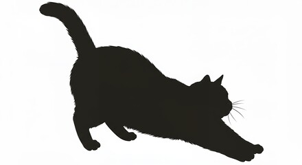Cat Stretching Silhouette