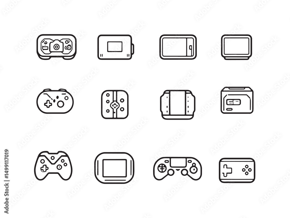 Poster minimalist line art of classic game console controller vector