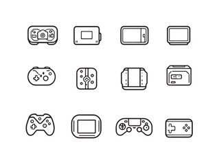Minimalist line art of classic game console controller vector